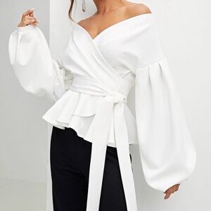 SHEIN White Wrap Blouse